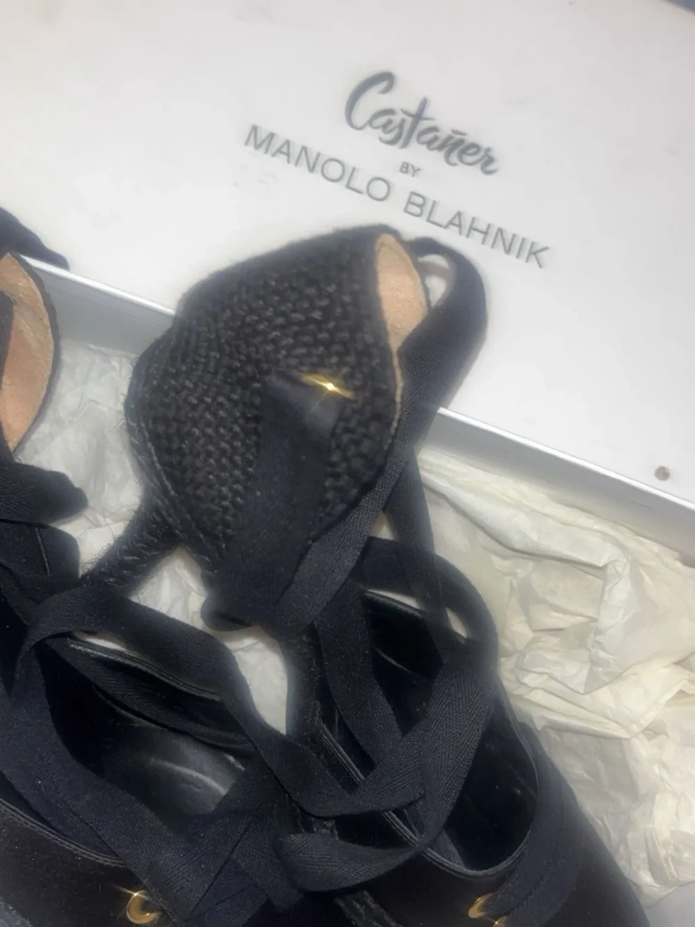 Manolo Blahnik x Castañer FITS 7.5 US Espadrille Wedges